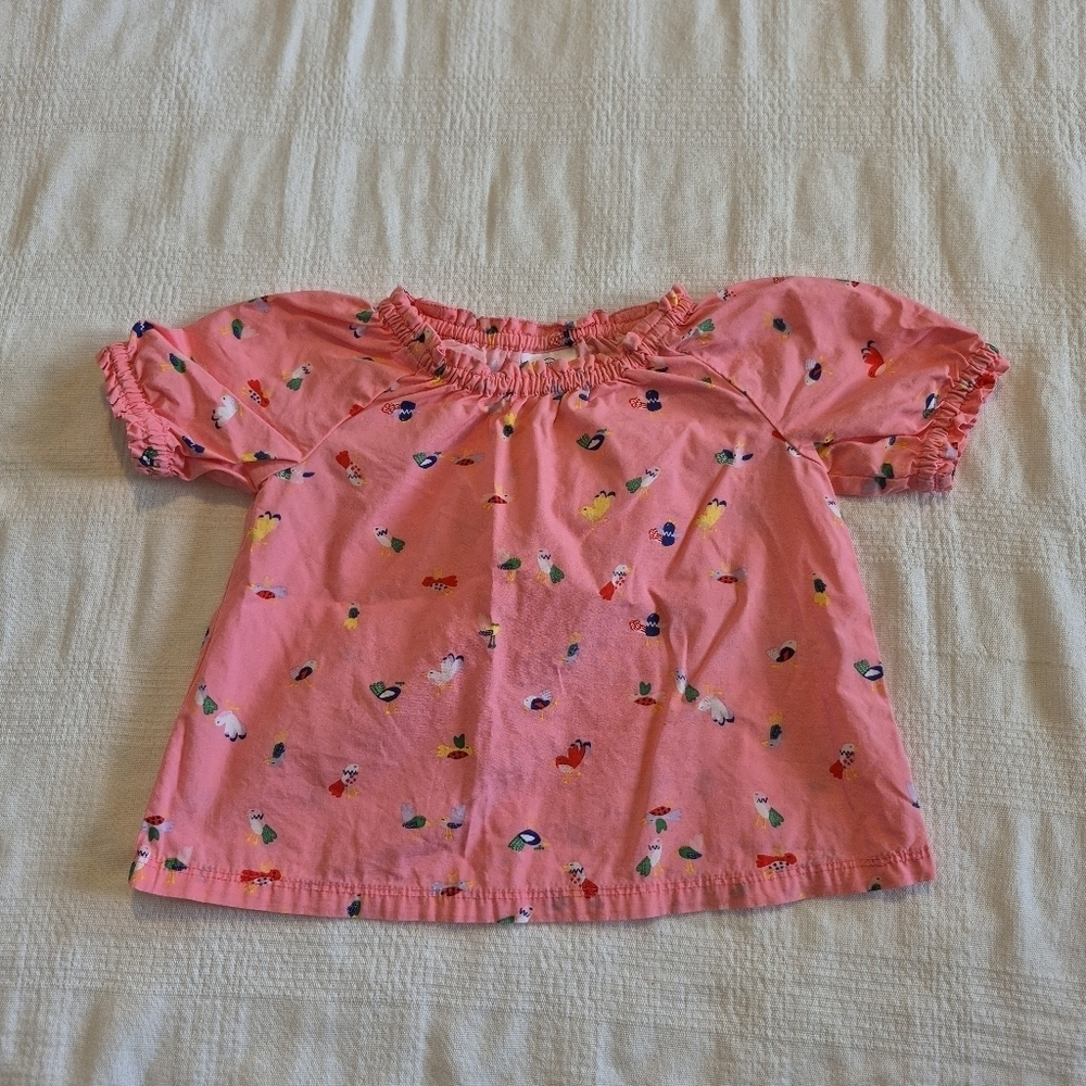 Hanna Andersson girls size 75 or 12-18 month short sleeve tunic birds VGUC
